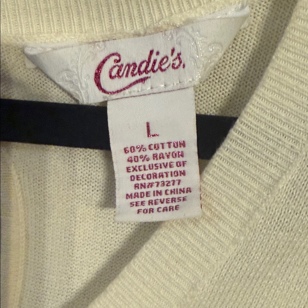 Candies Floral Sequin Sweater Size Large - Picture 2 of 5